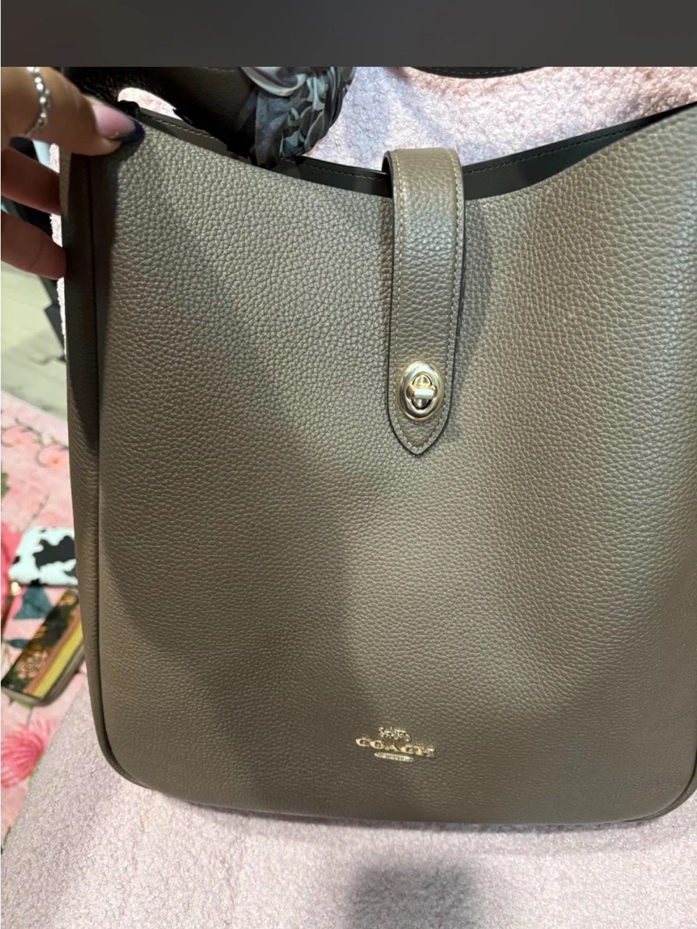Coach Hadley in Stone Leather Shoulder Tote - Classic Everyday Bag
